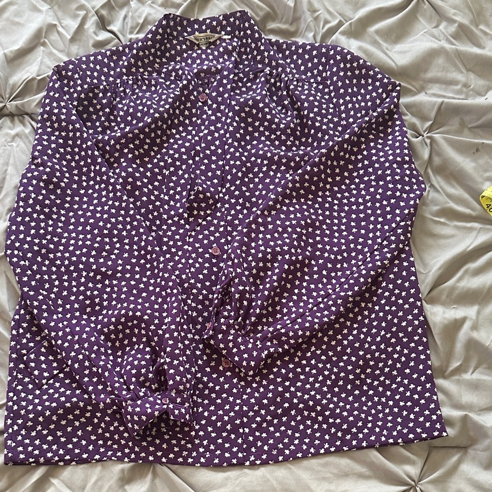 Japanese Vintage Purple and White Polka Dot Blouse